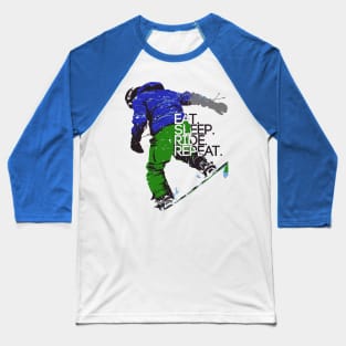 Snowboarding Eat-Sleep-Ride-Repeat Baseball T-Shirt